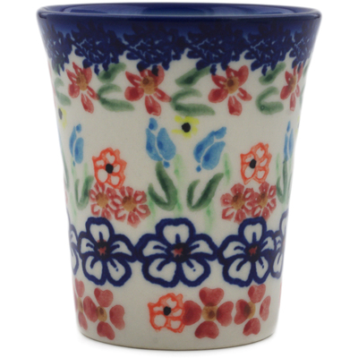 Polish Pottery shot glass 5 oz Fanciful Ladybug