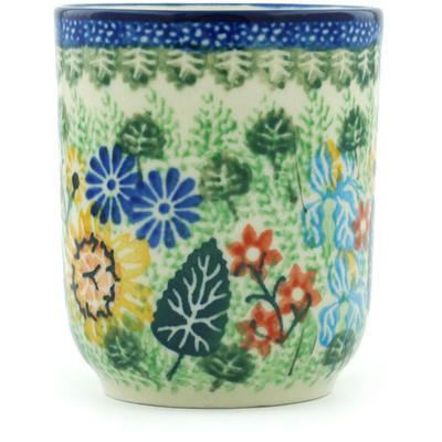 Polish Pottery shot glass 5 oz Iris Spring UNIKAT