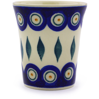 Polish Pottery shot glass 5 oz Peacock