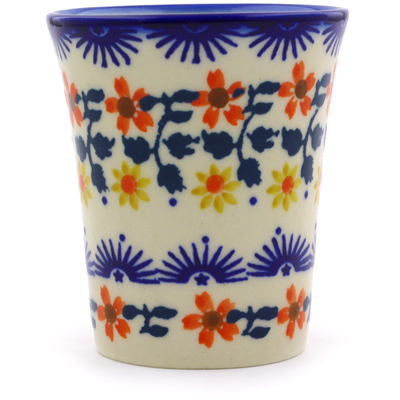 Polish Pottery shot glass 5 oz Red Sunflower