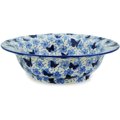 Polish Pottery Sink Bowl 16&quot; Cobalt Butterflies UNIKAT