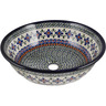 Polish Pottery Sink Bowl 17&quot; Gingham Flowers