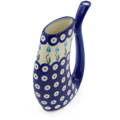 Polish Pottery Sipper Mug 10 oz Peacock Tulip Garden