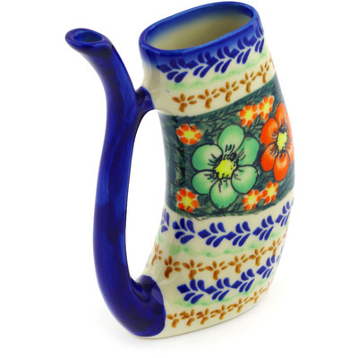 Polish Pottery Sipper Mug 10 oz Rainbow Poppies UNIKAT