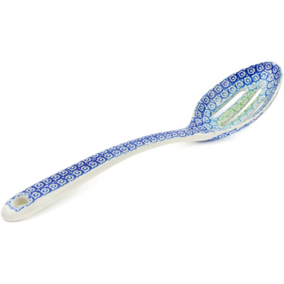 Polish Pottery Slotted Serving Spoon 13&quot; Cyclone