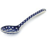 Polish Pottery Slotted Serving Spoon 13&quot; Swirling Peacock Eyes