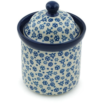 Polish Pottery Small Canister 6&quot; Blue Confetti