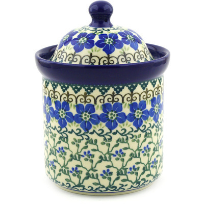 Polish Pottery Small Canister 6&quot; Blue Dogwood