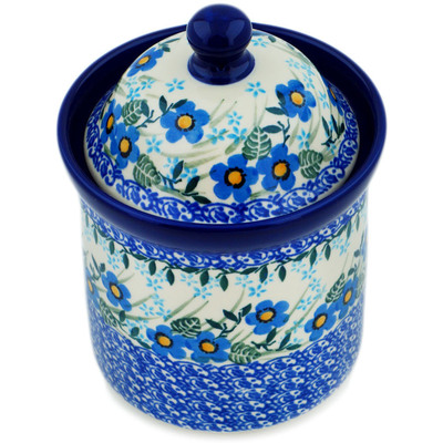Polish Pottery Small Canister 6&quot; Blue Joy