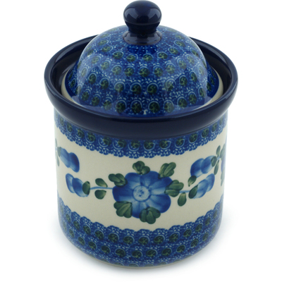 Polish Pottery Small Canister 6&quot; Blue Poppies