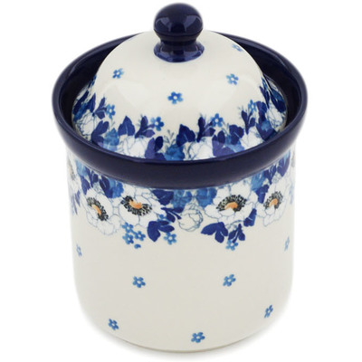 Polish Pottery Small Canister 6&quot; Blue Spring