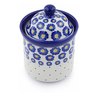 Polish Pottery Small Canister 6&quot; Blue Zinnia
