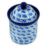 Polish Pottery Small Canister 6&quot; Blueolive Waves