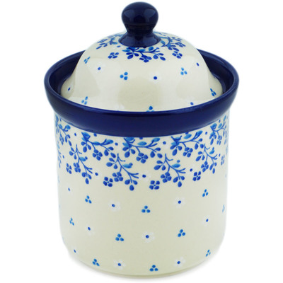 Polish Pottery Small Canister 6&quot; Forget-me-not Rain