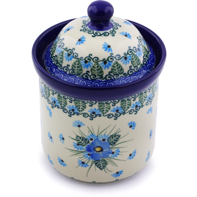 Polish Pottery Small Canister 6&quot; Forget Me Not UNIKAT