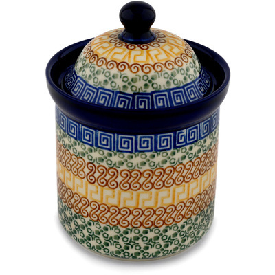 Polish Pottery Small Canister 6&quot; Grecian Sea