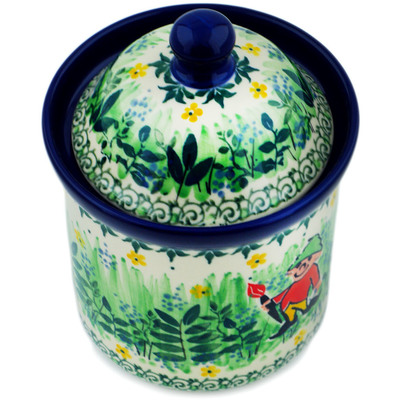 Polish Pottery Small Canister 6&quot; Green Tranquility UNIKAT