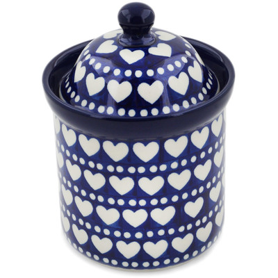 Polish Pottery Small Canister 6&quot; Heart To Heart