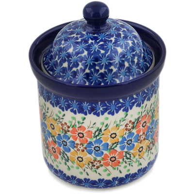 Polish Pottery Small Canister 6&quot; Spring Blooms UNIKAT