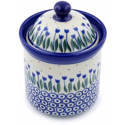Polish Pottery Small Canister 6&quot; Water Tulip