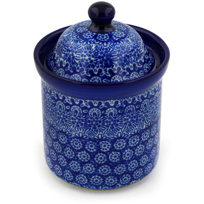 Polish Pottery Small Canister 6&quot; Winter Frost