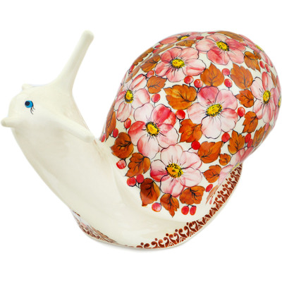 Polish Pottery Snail Figurine 14&quot; Autumn Wedding UNIKAT