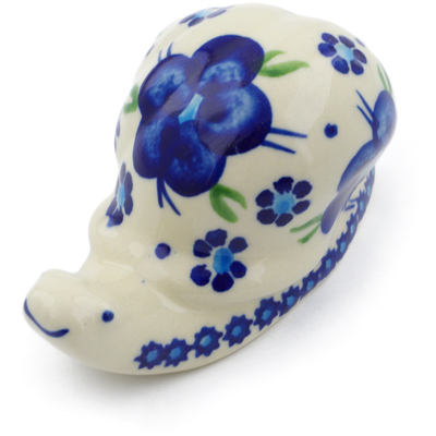 Polish Pottery Snail Figurine 4&quot; Bleu-belle Fleur