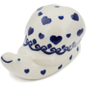 Polish Pottery Snail Figurine 4&quot; Blue Valentine Hearts