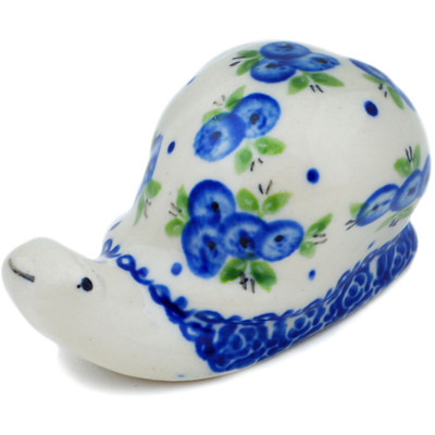 Polish Pottery Snail Figurine 4&quot; Blueberry Dreams