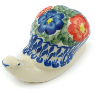 Polish Pottery Snail Figurine 4&quot; Floral Burst