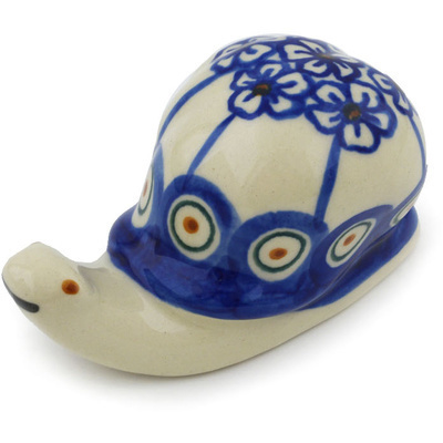 Polish Pottery Snail Figurine 4&quot; Flowering Peacock