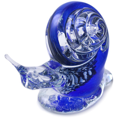 Glass Snail Figurine 5&quot; Blue