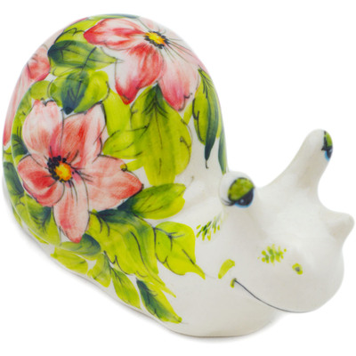 Polish Pottery Snail Figurine 5&quot; Fantastic Blooms