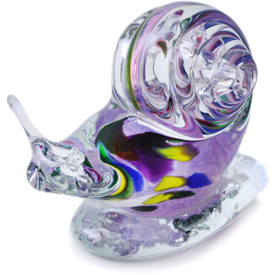 Glass Snail Figurine 5&quot; Pink