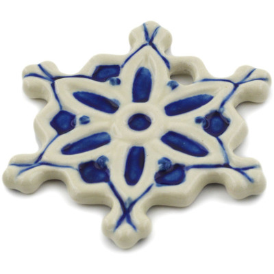 Polish Pottery Snowflake Ornament 3&quot; Bright Frost