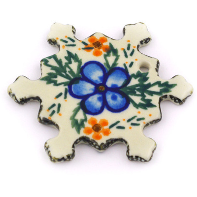 Polish Pottery Snowflake Pendant 3&quot; Cobblestone Garden