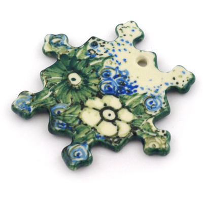 Polish Pottery Snowflake Pendant 3&quot; UNIKAT