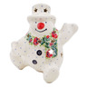 Polish Pottery Snowman Candle Holder 4&quot; Springtime Wreath