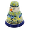 Polish Pottery Snowman Candle Holder 5&quot; Birds In The Sunset UNIKAT