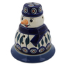 Polish Pottery Snowman Candle Holder 5&quot; Peacock Leaves