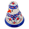 Polish Pottery Snowman Candle Holder 5&quot; Starry Wreath
