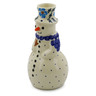 Polish Pottery Snowman Candle Holder 6&quot; Blue Cornflower