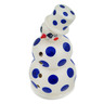 Polish Pottery Snowman Candle Holder 6&quot; Blue Polka Dot Beauty