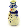 Polish Pottery Snowman Candle Holder 6&quot; Emerald Peacock Eyes