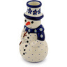 Polish Pottery Snowman Candle Holder 6&quot; Flowering Peacock