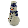 Polish Pottery Snowman Candle Holder 6&quot; Peacock Leaves