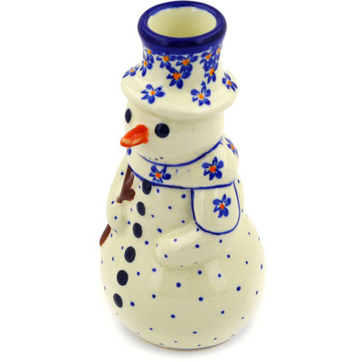 Polish Pottery Snowman Candle Holder 6&quot; Remember Me
