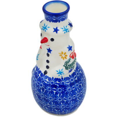 Polish Pottery Snowman Candle Holder 6&quot; Wreath Of Bealls