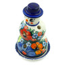 Polish Pottery Snowman Candle Holder 7&quot; Summertime Blues