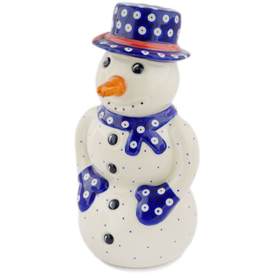 Polish Pottery Snowman Figurine 0&quot; Lovely Blue Eyes